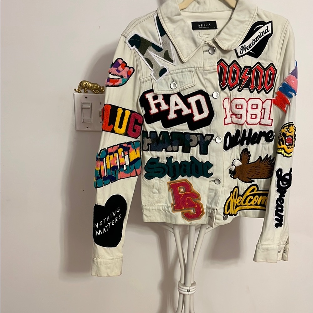 AKIRA Denim Jacket with Colorful Patches